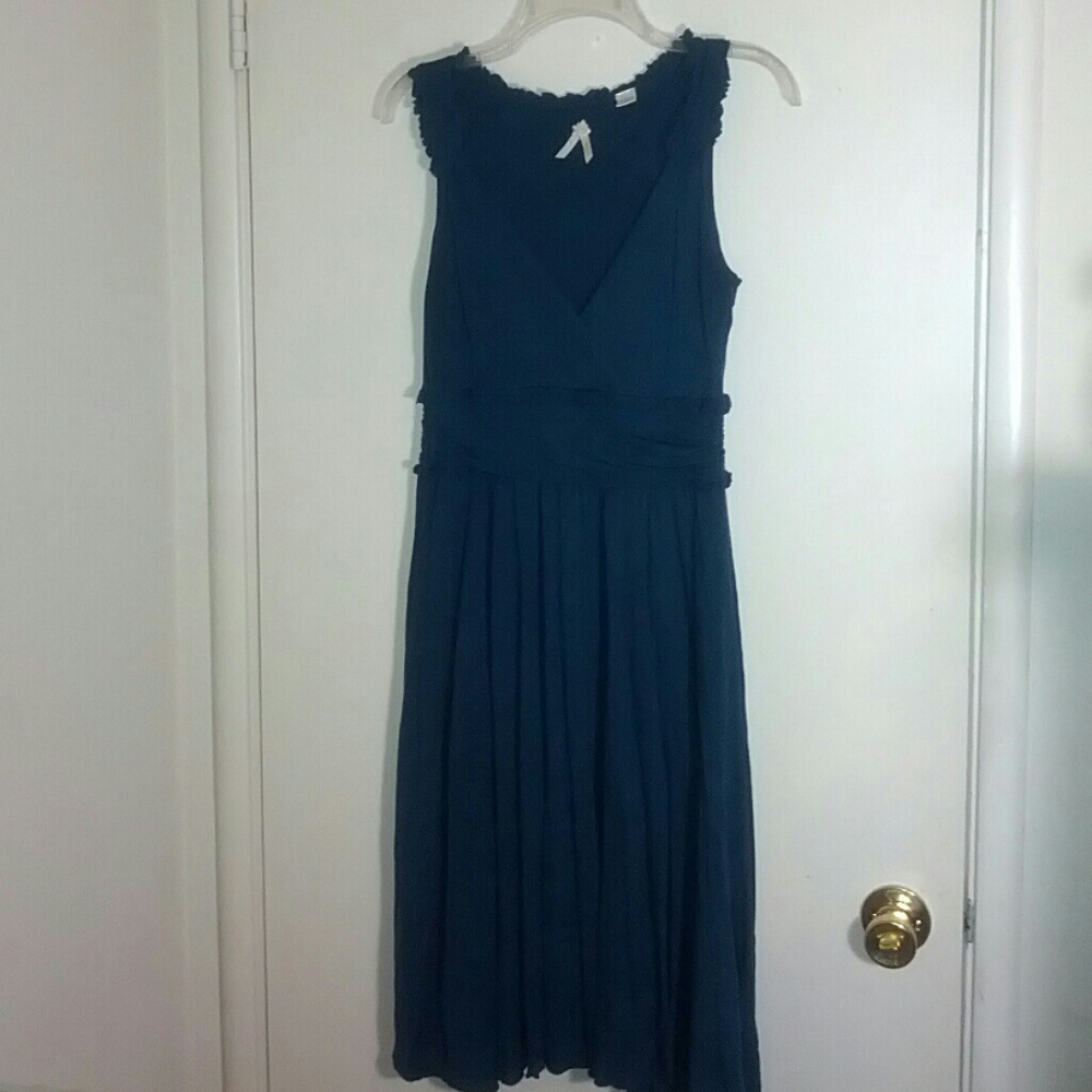 Teal ruffled surplice jersey dress Anthropologie